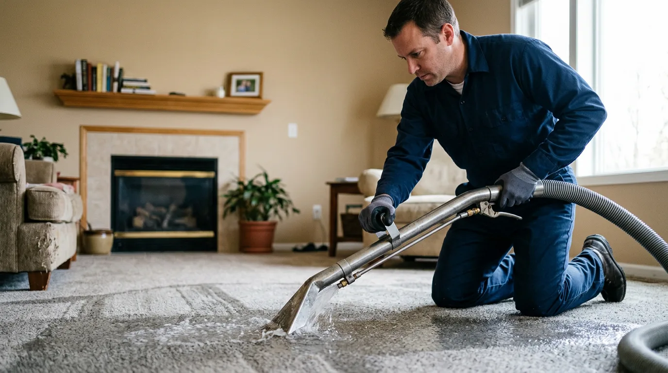Water damage restoration technician working near Mobeetie, TX